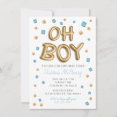 Invitations de douche bébé à huile d'or moderne (Devant)