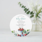 Invitations de douche bébé Aquarelle Fraises (Debout devant)