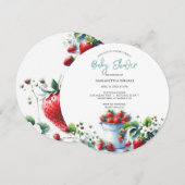 Invitations de douche bébé Aquarelle Fraises (Devant / Derrière)