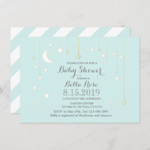 Invitations de douche bébé avec étoile grise Mint
