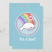 Invitations De Douche Bébé Cute Manatee (Devant / Derrière)