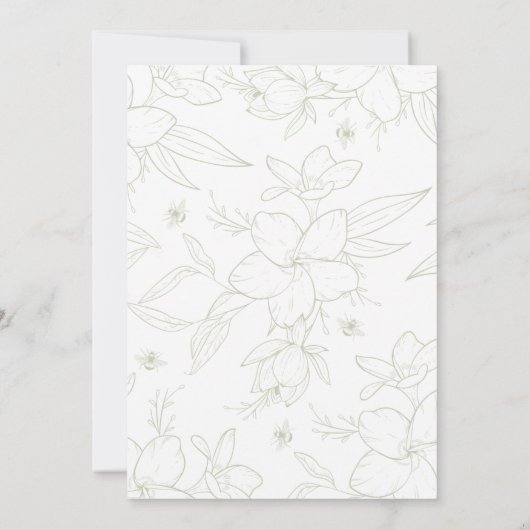 Invitations de douche bébé d'abeille Moderne Flora (Dos)