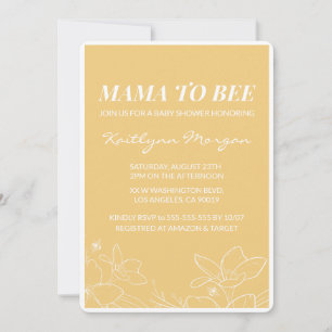 Invitations de douche bébé d'abeilles Jaune modern