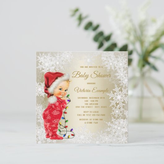 Invitations de douche bébé de Noël (Debout devant)