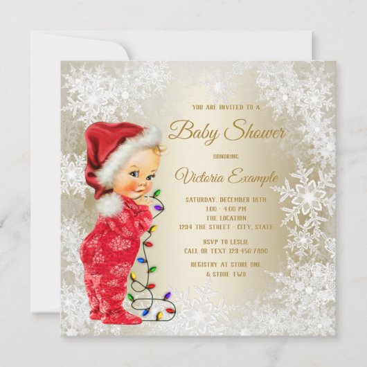Invitations de douche bébé de Noël (Devant)