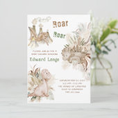 Invitations de douche bébé Dinosaur Garçon (Debout devant)