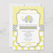 Invitations de douche bébé éléphant (Devant)
