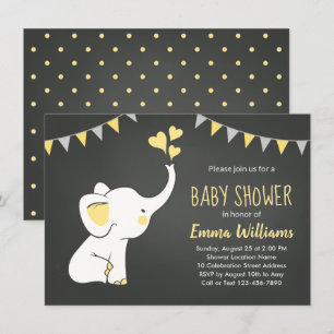 Invitations de douche bébé éléphant Neutre
