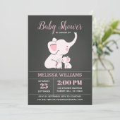 Invitations de douche bébé éléphant pour fille (Debout devant)