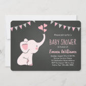 Invitations de douche bébé éléphant pour fille | R (Devant)