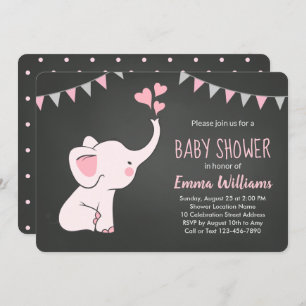 Invitations de douche bébé éléphant pour fille   R