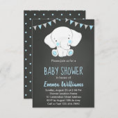 Invitations de douche bébé éléphant pour garçon (Devant / Derrière)