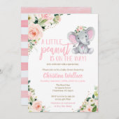 Invitations de douche bébé éléphant pour les fille (Devant / Derrière)