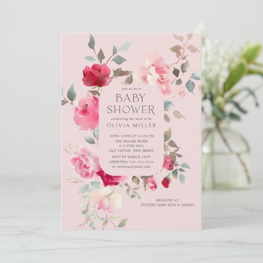 Invitations de douche Bébé en Fleur de Bruit (Debout devant)