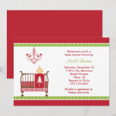 Invitations de douche bébé en linge de Noël (Devant / Derrière)