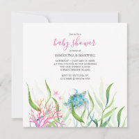 Invitations de douche bébé fille sous la mer