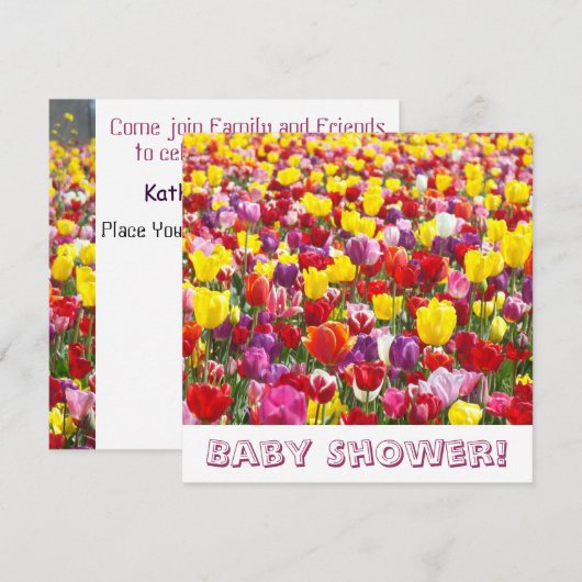 Invitations de douche bébé Fleurs de tulipe de pri (Devant / Derrière)