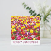 Invitations de douche bébé Fleurs de tulipe de pri (Debout devant)