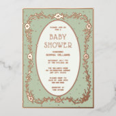Invitations De Douche Bébé Foil Sexe Neutre Floral (Recto)