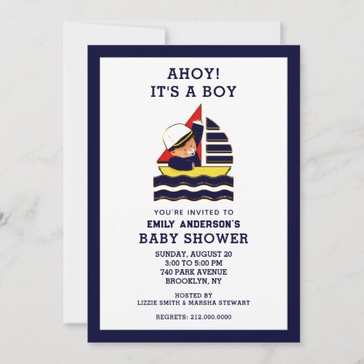 Invitations de douche bébé garçon (Devant)