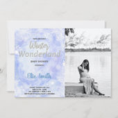 Invitations de douche bébé hiver Argent avec photo (Devant)