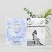 Invitations de douche bébé hiver Argent avec photo (Debout devant)