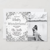 Invitations de douche bébé hiver Argent avec photo (Devant)