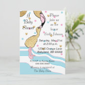Invitations de douche bébé "Mes Flamants roses" In (Debout devant)
