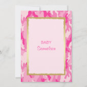 Invitations de douche bébé PINK CAMO tendance pers (Dos)