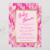 Invitations de douche bébé PINK CAMO tendance pers (Devant / Derrière)