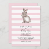 Invitations de douche bébé rose gris (Devant / Derrière)