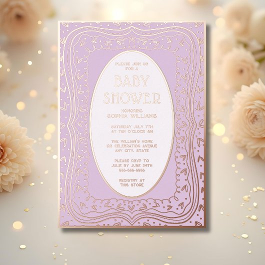 Invitations de douche bébé Sexe Lavande neutre