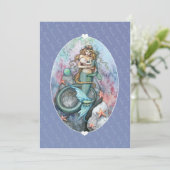 Invitations de douche bébé Sirène et bébé (Debout devant)