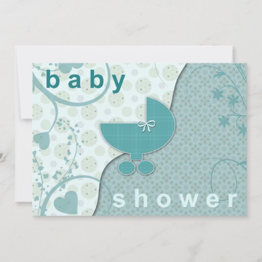 Invitations de douche bébé Soft Turquoise garçon o (Devant)