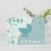 Invitations de douche bébé Soft Turquoise garçon o (Debout devant)