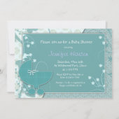 Invitations de douche bébé Soft Turquoise garçon o (Dos)