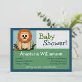 Invitations De Douche Bébée Couleur Lion Cute (Debout devant)