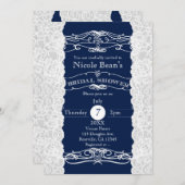 Invitations de DOUCHE Bleu & Blanc en dentelle (Devant / Derrière)