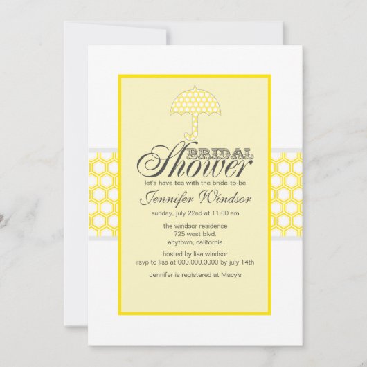 Invitations De Douche Bridal Canary Jaune Et Grey (Devant)