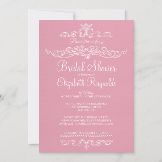 Invitations De Douche Bridal Rose Luxury (Devant)
