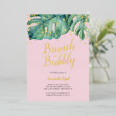 Invitations De Douche Bridal Tropical Rose Et Vert (Debout devant)