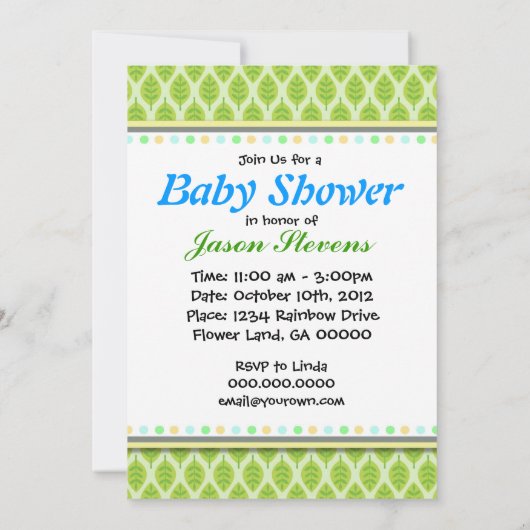 Invitations de douche de bébé (Dos)