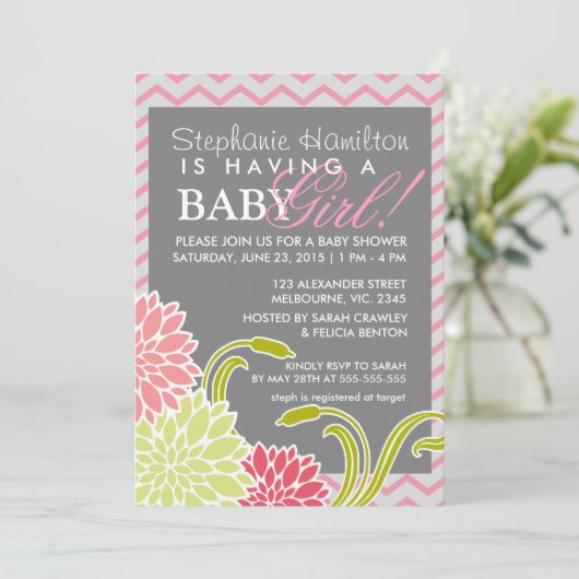 Invitations de douche de bébé de fleur (Debout devant)