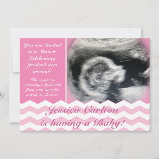 Invitations de douche de bébé de motif de Chevron (Devant)