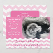 Invitations de douche de bébé de motif de Chevron (Devant / Derrière)