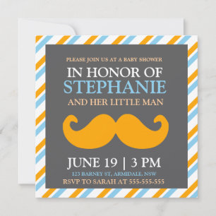 Invitations de douche de bébé de moustache