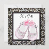 Invitations de douche de bébé léopard rose (Devant)