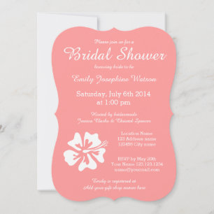 Invitations de douche de corail rose et blanc