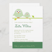 Invitations de douche de Hibou-bébé vert de Moma (Devant / Derrière)