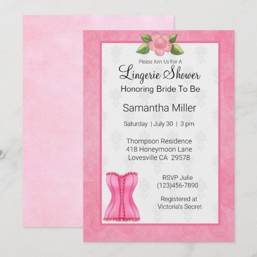 Invitations de douche de lingerie (Devant / Derrière)